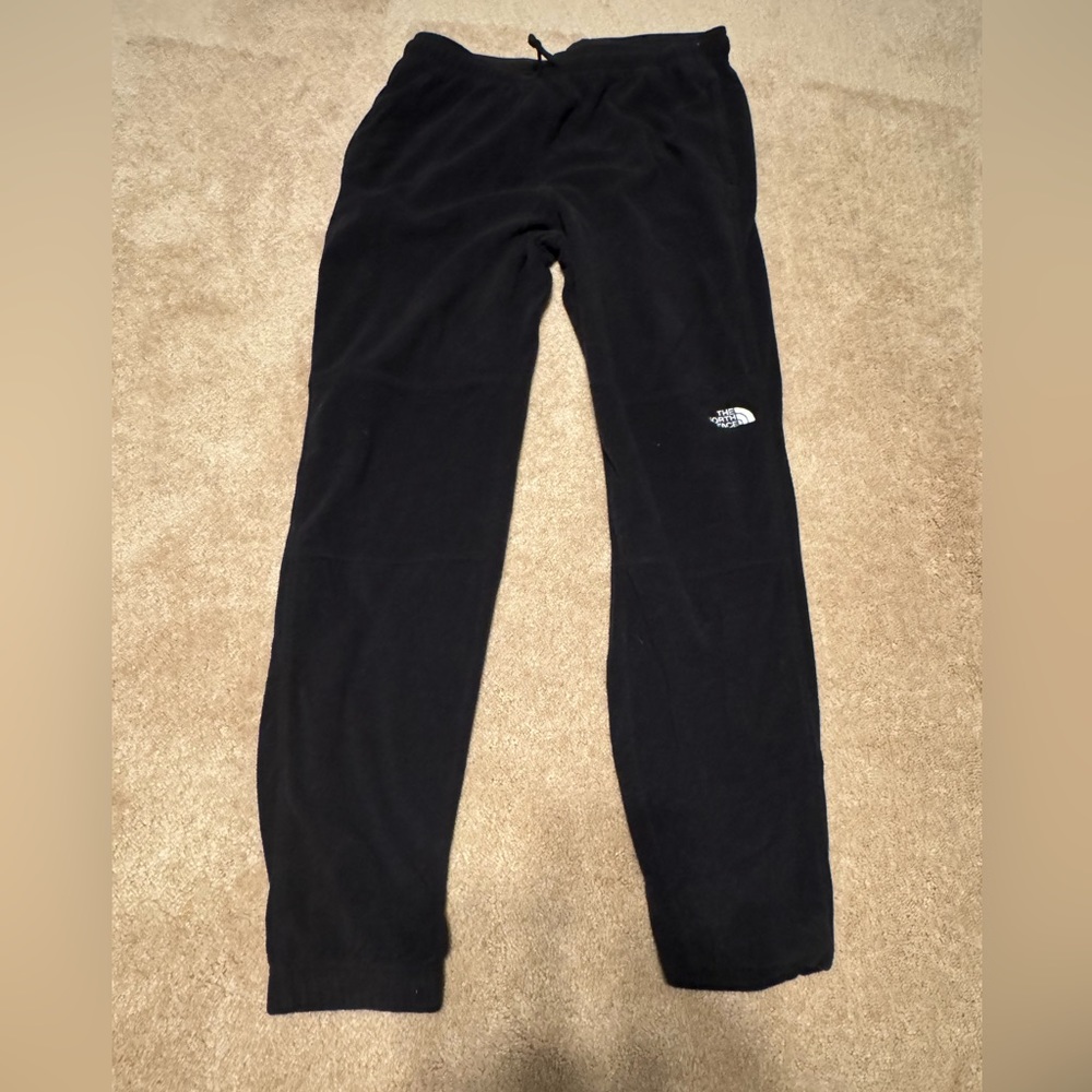 Men’s large black fleece north face pants with pockets